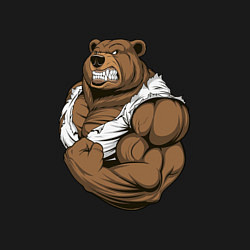 Свитшот хлопковый мужской Крутой медведь накаченный, цвет: черный — фото 2