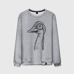 Свитшот хлопковый мужской Гусь в монокле, цвет: меланж