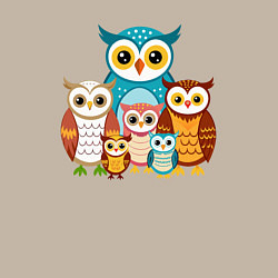 Свитшот хлопковый мужской Семья сов, цвет: миндальный — фото 2