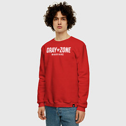 Свитшот хлопковый мужской Gray zone warfare logo, цвет: красный — фото 2