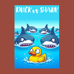 Свитшот хлопковый мужской Duck vs shark - ai art fantasy, цвет: кирпичный — фото 2