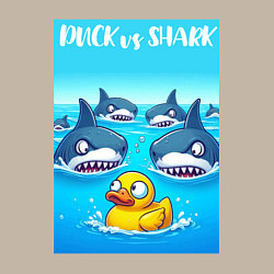 Свитшот хлопковый мужской Duck vs shark - ai art fantasy, цвет: миндальный — фото 2