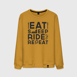 Свитшот хлопковый мужской Eat sleep ride repeat, цвет: горчичный