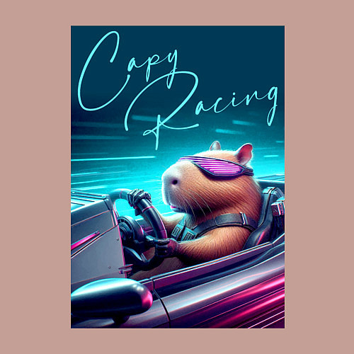 Мужской свитшот Капибара гонщик - нейросеть / Пыльно-розовый – фото 3