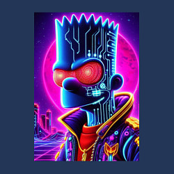 Свитшот хлопковый мужской Cool Bart Simpson - neon glow, цвет: тёмно-синий — фото 2