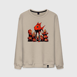 Свитшот хлопковый мужской Рыба и ее ученики, цвет: миндальный