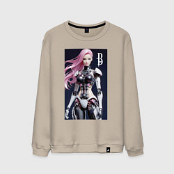 Свитшот хлопковый мужской Cyber Barbie - ai art future, цвет: миндальный