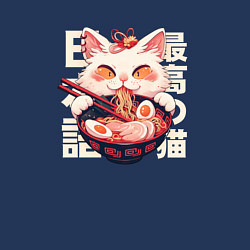 Свитшот хлопковый мужской Ramen and cat japan style, цвет: тёмно-синий — фото 2