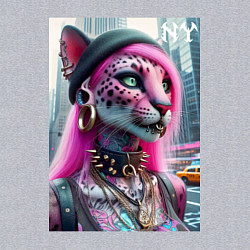 Свитшот хлопковый мужской Панк девушка-леопард в татухах в Нью-Йорке, цвет: меланж — фото 2