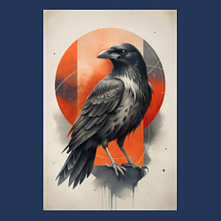 Свитшот хлопковый мужской Силуэт черной ворон, цвет: тёмно-синий — фото 2