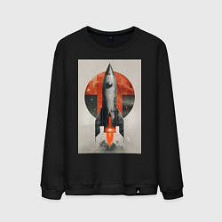 Свитшот хлопковый мужской Постер ракеты, цвет: черный