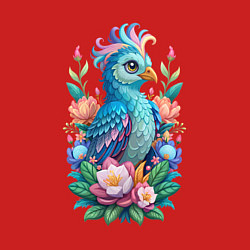 Свитшот хлопковый мужской Голубая птица среди цветов, цвет: красный — фото 2