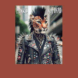 Свитшот хлопковый мужской Леопард панк музыкант - нейросеть, цвет: кирпичный — фото 2