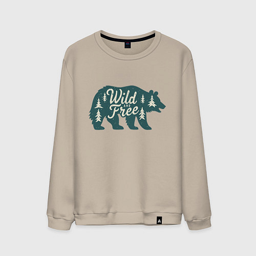 Мужской свитшот Силуэт медведя / Миндальный – фото 1