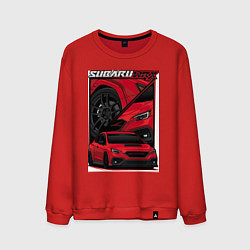 Свитшот хлопковый мужской Автомобиль Subaru WRX, цвет: красный