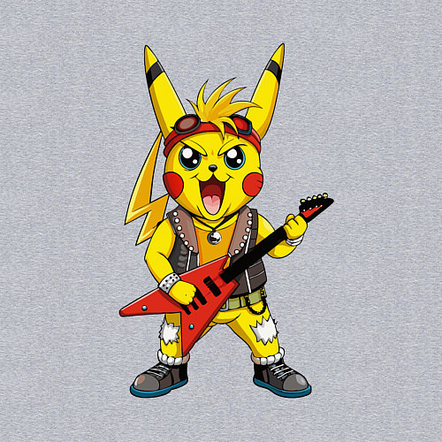 Мужской свитшот Пикачу рок музыкант / Меланж – фото 3