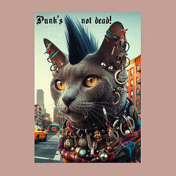 Свитшот хлопковый мужской Уличный кот панк музыкант - нейросеть, цвет: пыльно-розовый — фото 2