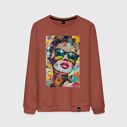 Мужской свитшот Лицо девушки из обрезков газет и журналов