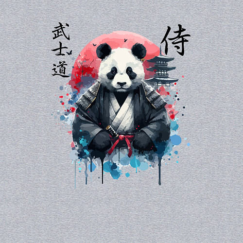 Мужской свитшот Panda - bushido samurai code / Меланж – фото 3