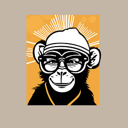 Свитшот хлопковый мужской Обезьяна и очки, цвет: миндальный — фото 2