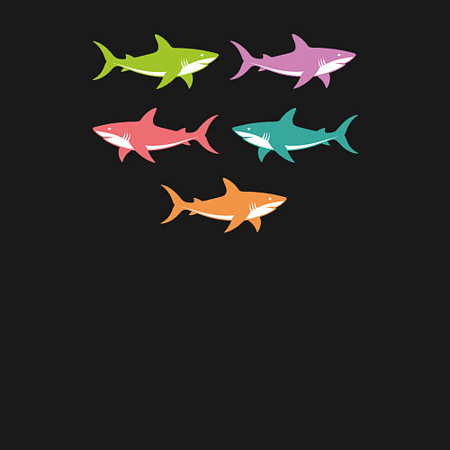 Мужской свитшот Акулы в стиле поп-арт / Черный – фото 3