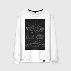 Свитшот хлопковый мужской Porsche 911 автомобиль чертеж, цвет: белый