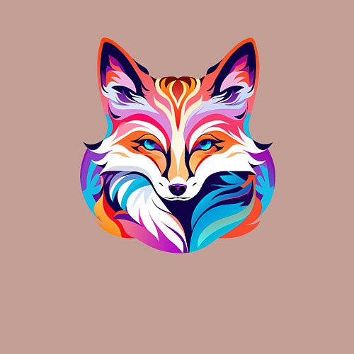 Мужской свитшот Яркий разноцветный портрет лисы / Пыльно-розовый – фото 3