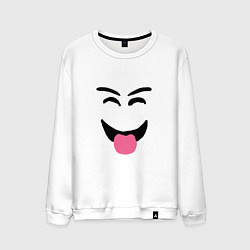 Свитшот хлопковый мужской Роблокс смешное лицо, цвет: белый