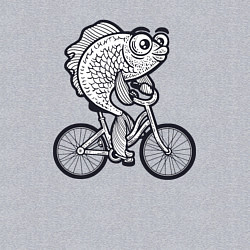 Свитшот хлопковый мужской Рыбка на велике, цвет: меланж — фото 2