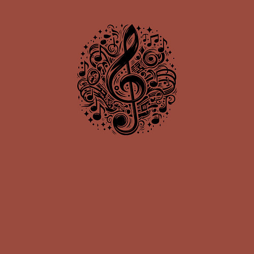 Мужской свитшот Декоративная татуировка с нотами / Кирпичный – фото 3