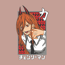 Свитшот хлопковый мужской Человек-бензопила Пауэр с рогами, цвет: пыльно-розовый — фото 2