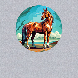 Свитшот хлопковый мужской Лошадь в степи, цвет: меланж — фото 2