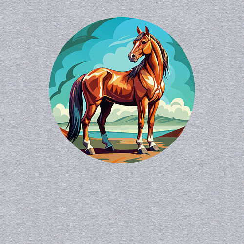 Мужской свитшот Лошадь в степи / Меланж – фото 3