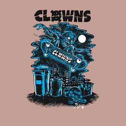 Свитшот хлопковый мужской Ночной скелет скейтбордист, цвет: пыльно-розовый — фото 2