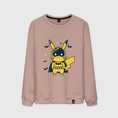 Мужской свитшот Пикачу бэтмен / Пыльно-розовый – фото 1