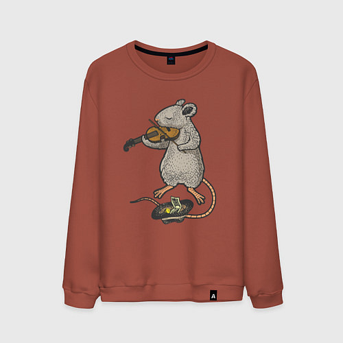 Мужской свитшот Мышонок скрипач / Кирпичный – фото 1