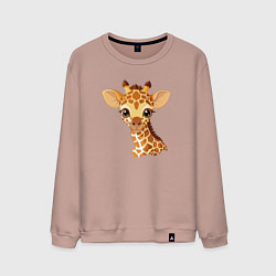 Свитшот хлопковый мужской Портрет жирафёнка, цвет: пыльно-розовый
