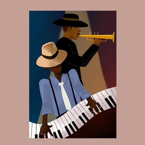 Мужской свитшот Музыкант джаз / Пыльно-розовый – фото 3