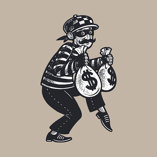 Мужской свитшот Вор с мешками денег / Миндальный – фото 3