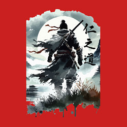 Свитшот хлопковый мужской Призрак Цусимы - Японский самурай, цвет: красный — фото 2
