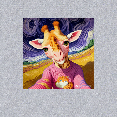 Мужской свитшот Селфи жирафа / Меланж – фото 3