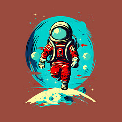 Свитшот хлопковый мужской Космонавт на фоне луны, цвет: кирпичный — фото 2