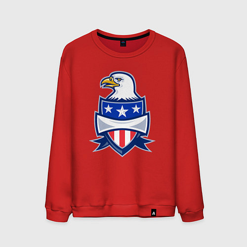 Мужской свитшот Орёл и американский щит / Красный – фото 1