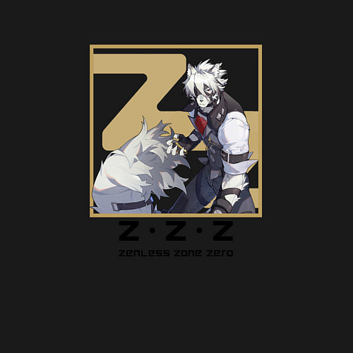 Мужской свитшот Ликаон - Zenless Zone Zero / Черный – фото 3