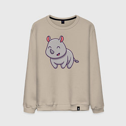 Свитшот хлопковый мужской Весёлый носорог, цвет: миндальный