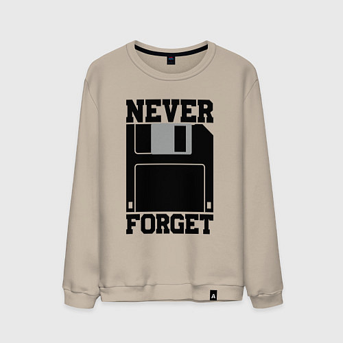 Мужской свитшот Дискета - никогда не забуду - ретро диск / Миндальный – фото 1