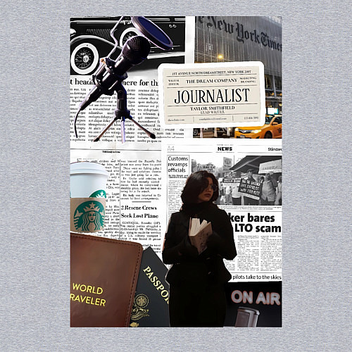 Мужской свитшот Журналист эстетика / Меланж – фото 3