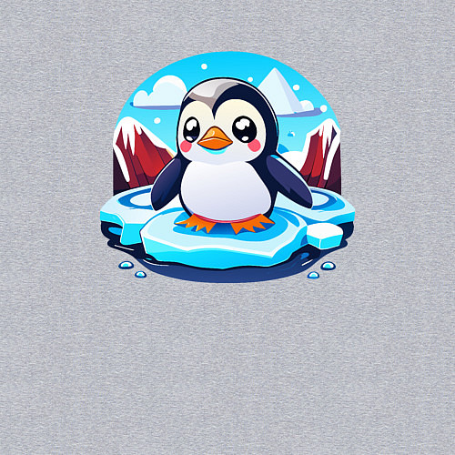 Мужской свитшот Пингвинёнок на льдине / Меланж – фото 3