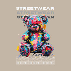 Свитшот хлопковый мужской Медведь плюшевый в тренде - граффити, цвет: миндальный — фото 2