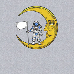 Свитшот хлопковый мужской Астронавт с флагом на Луне, цвет: меланж — фото 2